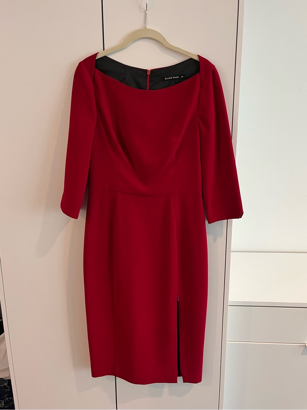 Black Halo Red Midi Sheath Dress